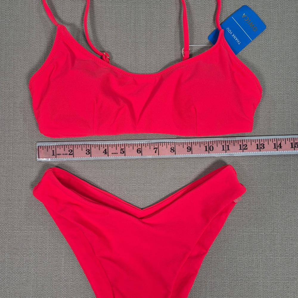 OWICA Womens 2 Piece Bikini Set Hot Pink Low Rise High Cut Bathing Suit Size S - Picture 4 of 8
